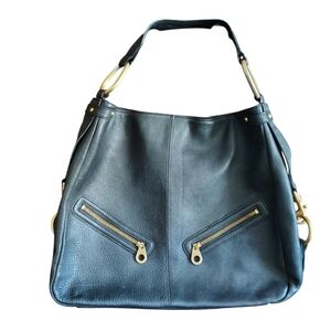 Presa Black Leather Hobo Shoulder Bag    50